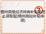 梧州高级经济师有补贴吗怎么领取呢(梧州高经补贴申领)