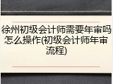 徐州初级会计师需要年审吗怎么操作(初级会计师年审流程)