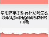 阜阳药学职称有补贴吗怎么领取呢(阜阳药师职称补贴申领)
