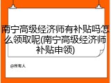 南宁高级经济师有补贴吗怎么领取呢(南宁高级经济师补贴申领)