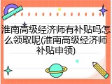 淮南高级经济师有补贴吗怎么领取呢(淮南高级经济师补贴申领)