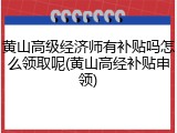 黄山高级经济师有补贴吗怎么领取呢(黄山高经补贴申领)