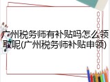 广州税务师有补贴吗怎么领取呢(广州税务师补贴申领)