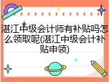 湛江中级会计师有补贴吗怎么领取呢(湛江中级会计补贴申领)
