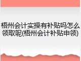 梧州会计实操有补贴吗怎么领取呢(梧州会计补贴申领)
