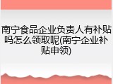 南宁食品企业负责人有补贴吗怎么领取呢(南宁企业补贴申领)