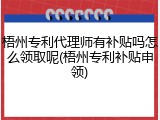 梧州专利代理师有补贴吗怎么领取呢(梧州专利补贴申领)