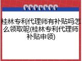 桂林专利代理师有补贴吗怎么领取呢(桂林专利代理师补贴申领)