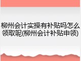 柳州会计实操有补贴吗怎么领取呢(柳州会计补贴申领)