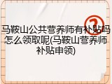 马鞍山公共营养师有补贴吗怎么领取呢(马鞍山营养师补贴申领)