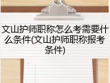 文山护师职称怎么考需要什么条件(文山护师职称报考条件)