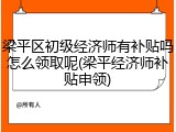 梁平区初级经济师有补贴吗怎么领取呢(梁平经济师补贴申领)