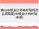 佛山中级会计师有补贴吗怎么领取呢(中级会计师补贴申领)
