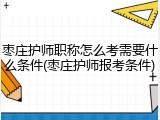 枣庄护师职称怎么考需要什么条件(枣庄护师报考条件)