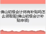 佛山初级会计师有补贴吗怎么领取呢(佛山初级会计补贴申领)