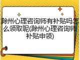 滁州心理咨询师有补贴吗怎么领取呢(滁州心理咨询师补贴申领)