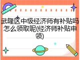 武隆区中级经济师有补贴吗怎么领取呢(经济师补贴申领)