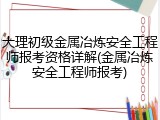 大理初级金属冶炼安全工程师报考资格详解(金属冶炼安全工程师报考)