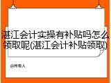湛江会计实操有补贴吗怎么领取呢(湛江会计补贴领取)