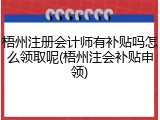 梧州注册会计师有补贴吗怎么领取呢(梧州注会补贴申领)