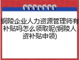 铜陵企业人力资源管理师有补贴吗怎么领取呢(铜陵人资补贴申领)