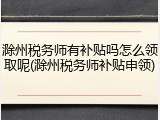 滁州税务师有补贴吗怎么领取呢(滁州税务师补贴申领)