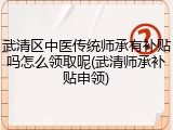 武清区中医传统师承有补贴吗怎么领取呢(武清师承补贴申领)