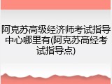 阿克苏高级经济师考试指导中心哪里有(阿克苏高经考试指导点)