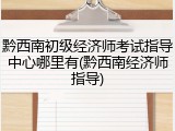 黔西南初级经济师考试指导中心哪里有(黔西南经济师指导)