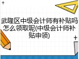 武隆区中级会计师有补贴吗怎么领取呢(中级会计师补贴申领)