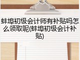 蚌埠初级会计师有补贴吗怎么领取呢(蚌埠初级会计补贴)