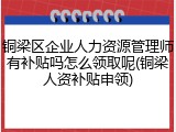铜梁区企业人力资源管理师有补贴吗怎么领取呢(铜梁人资补贴申领)