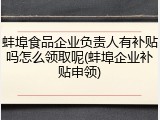蚌埠食品企业负责人有补贴吗怎么领取呢(蚌埠企业补贴申领)