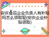 安庆食品企业负责人有补贴吗怎么领取呢(安庆企业补贴领取)