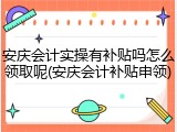 安庆会计实操有补贴吗怎么领取呢(安庆会计补贴申领)