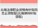 北海法律职业资格有补贴吗怎么领取呢(北海律师补贴领取)