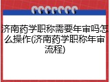 济南药学职称需要年审吗怎么操作(济南药学职称年审流程)