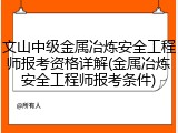 文山中级金属冶炼安全工程师报考资格详解(金属冶炼安全工程师报考条件)