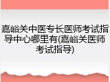 嘉峪关中医专长医师考试指导中心哪里有(嘉峪关医师考试指导)