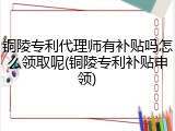 铜陵专利代理师有补贴吗怎么领取呢(铜陵专利补贴申领)