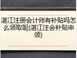 湛江注册会计师有补贴吗怎么领取呢(湛江注会补贴申领)