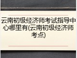 云南初级经济师考试指导中心哪里有(云南初级经济师考点)