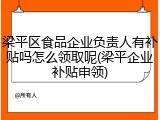 梁平区食品企业负责人有补贴吗怎么领取呢(梁平企业补贴申领)