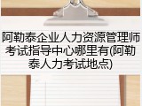 阿勒泰企业人力资源管理师考试指导中心哪里有(阿勒泰人力考试地点)