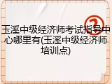 玉溪中级经济师考试指导中心哪里有(玉溪中级经济师培训点)