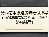 黔西南中级经济师考试指导中心哪里有(黔西南中级经济师辅导)