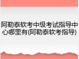 阿勒泰软考中级考试指导中心哪里有(阿勒泰软考指导)