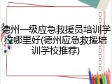 德州一级应急救援员培训学校哪里好(德州应急救援培训学校推荐)