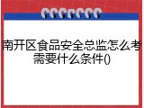 南开区食品安全总监怎么考需要什么条件()