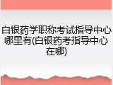 白银药学职称考试指导中心哪里有(白银药考指导中心在哪)